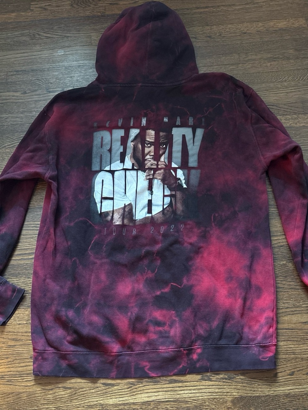 Reality Over Kevin Hart Tour 2022 Tie-Dye Hoodie - Burgundy/Black
